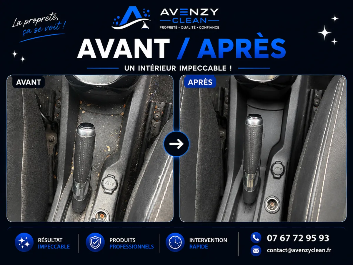 Avant et après le nettoyage d’un intérieur automobile
