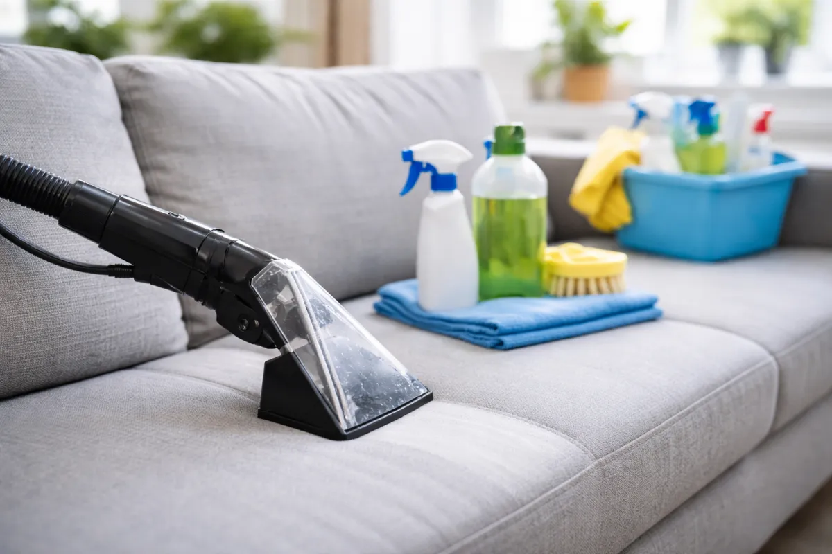 Nettoyage d’un canapé à domicile par Avenzy Clean à Fosses